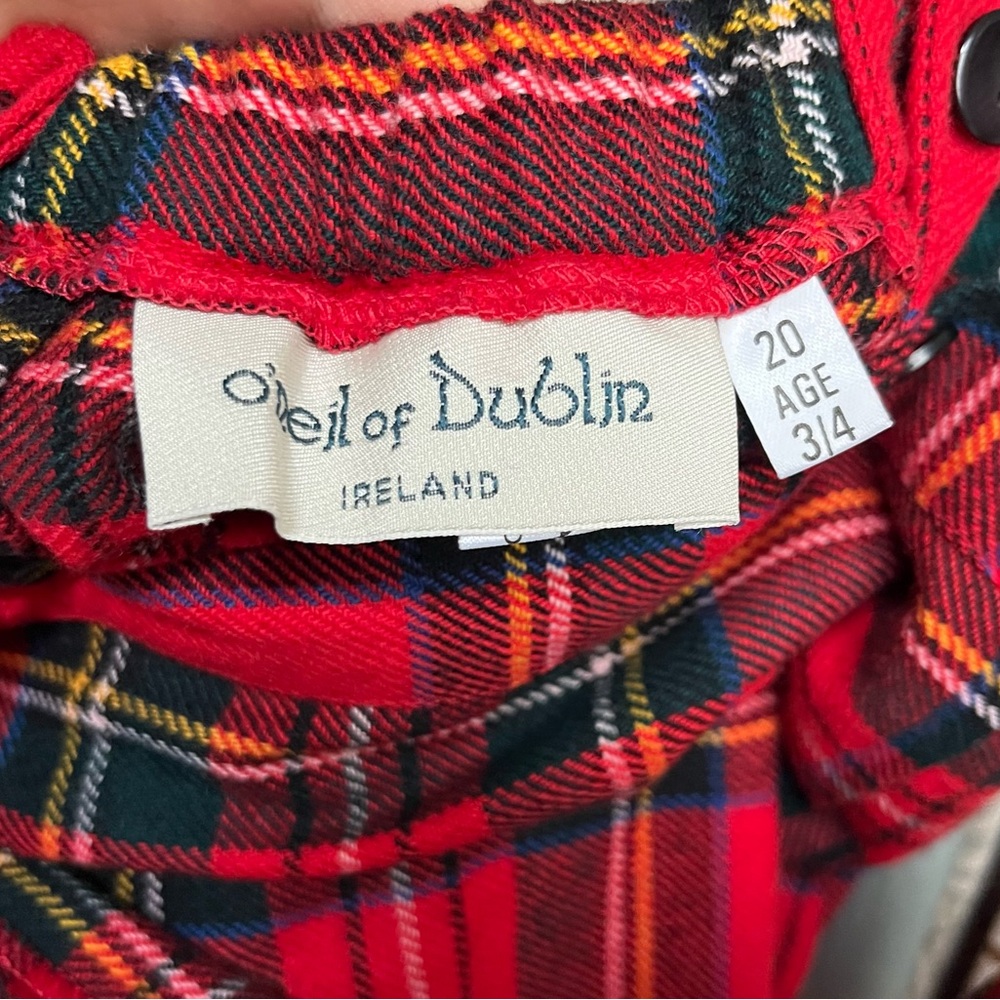 O’Neil of Dublin | Red Wool Tartan Plaid Kilt Jumper Dress Toddler Ireland 3/4 - Picture 3 of 5